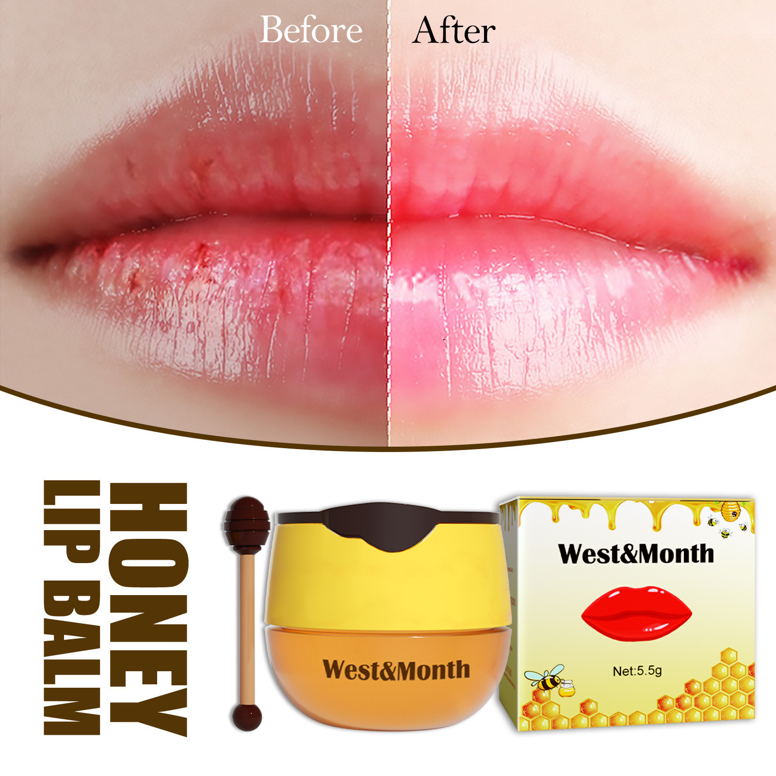 West&Month Honey rúzs és hidratáló, nem zsíros ajakmaszk_voghion.com