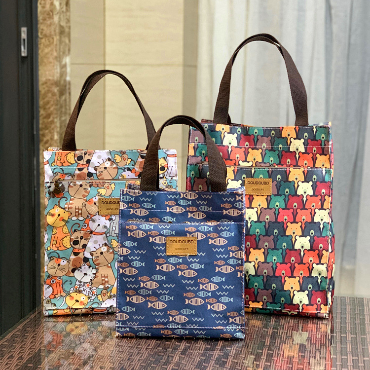 Korean Version of the New Cartoon Waterproof Handbag Lunch Box Bag Portable Mommy Bag Tutoring Bag Work Lunch Bag File Bag