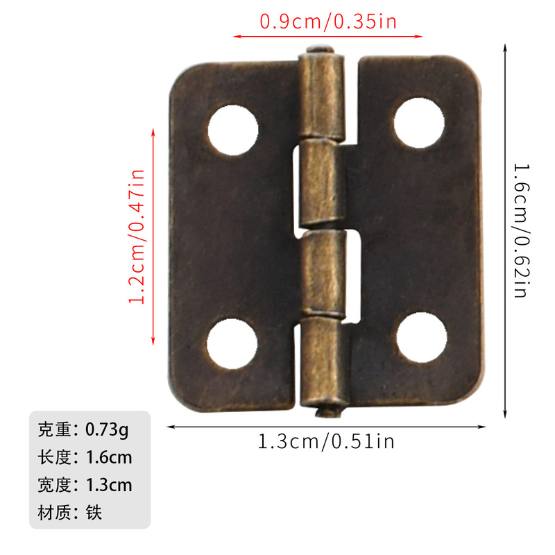 Jingmao ハードウェア黄色 4 点ラウンド 16*13 ミリメートル鉄平木箱ヒンジ包装鉄厚さ 04|undefined