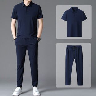 Summer New Business Men's Sports and Leisure Suits for Young and Middle-Aged People, Fashionable and Versatile Two-Piece Suits, High-End Men's Clothing 82
