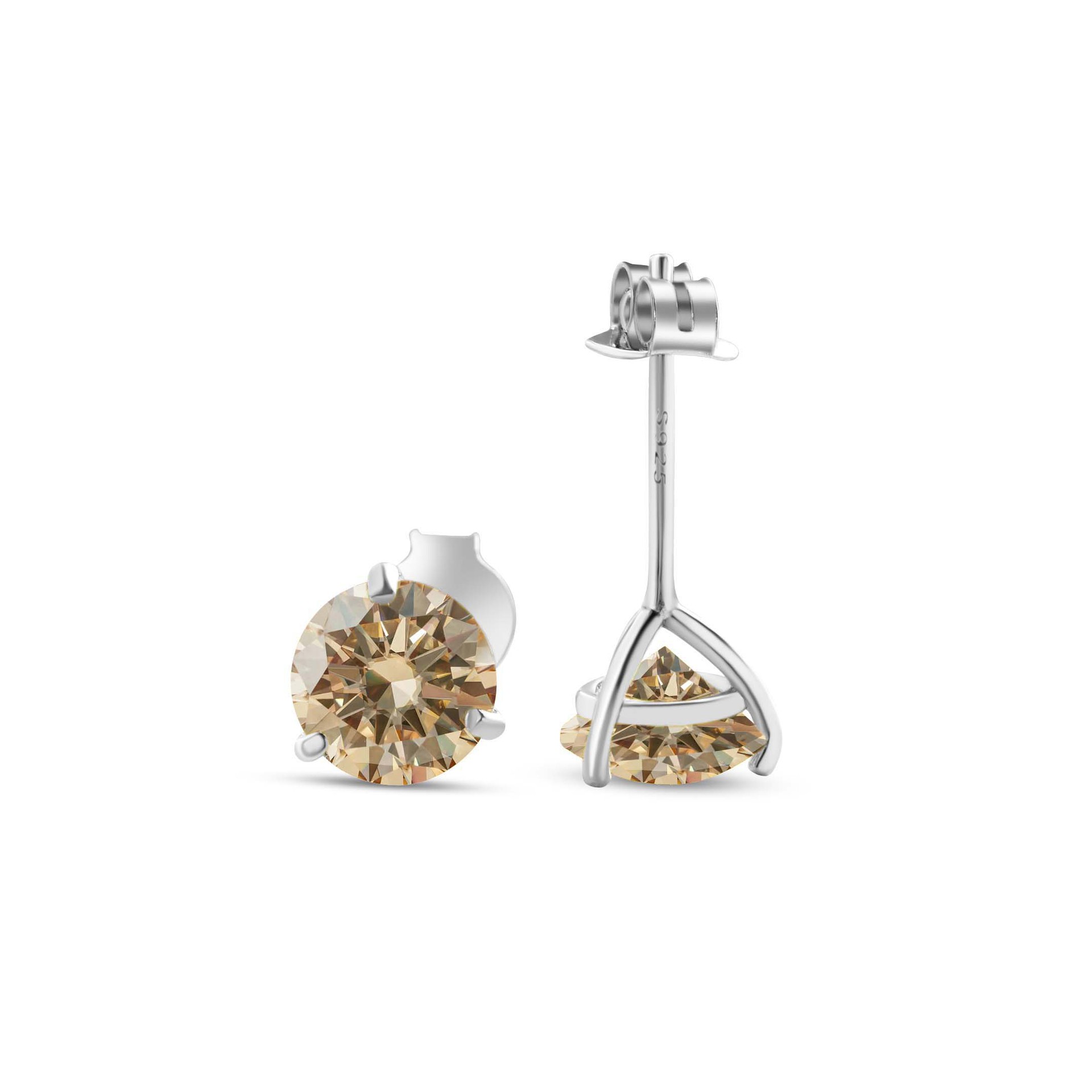 S925 pendientes de plata esterlina 2021 nuevos pendientes clásicos femeninos simple tres garras un quilate adornos pendientes de piedra de moissan