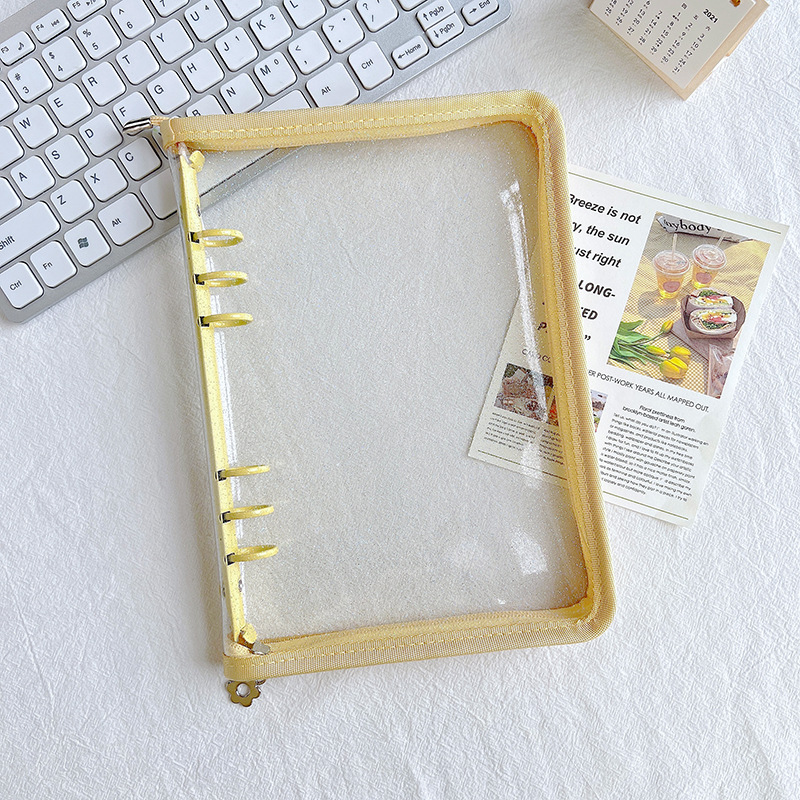 En stock linda bolsa de almacenamiento de celebridades de internet libro de hojas sueltas de seis agujeros ins estilo star-chasing a5a6 cremallera transparente libro de mano shell