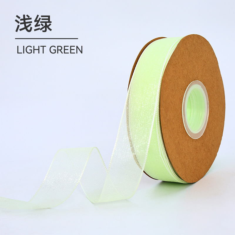 Suministro directo de fábrica Cinta de hilo de nieve de 2,5 cm Envases de flores Ramo de cinta Pastel de cinta Cinta de gasa Caja de pastel Cinta