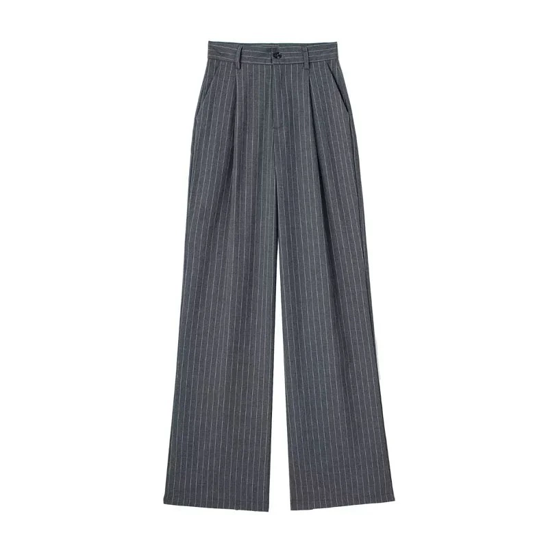 Wide‑leg high‑waist suit trousers for women, oversize, classic pleated style
