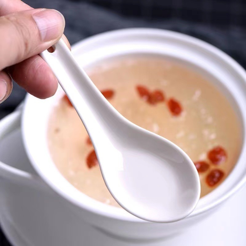 純白の陶器製しゃもじ ホテル・レストラン・家庭用 精巧な純白の小スプーン 小さなスープスプーン スープ用スプーン|undefined