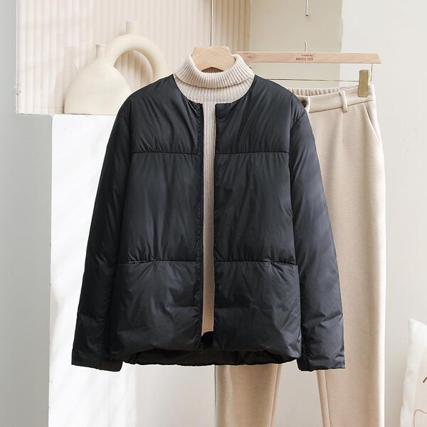 Winter solid color thin short down jacket for leisure
