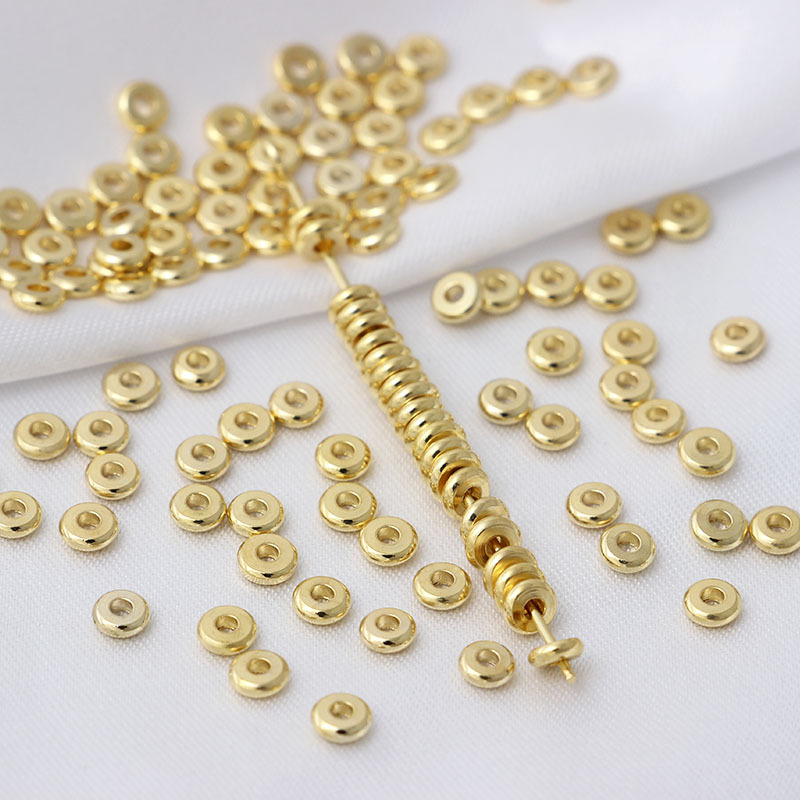 10 PCS/Package Diameter 3mm Diameter 4mm Diameter 5mm Copper 18K Gold Plated Solid Color Polished Spacer Bars display picture 1