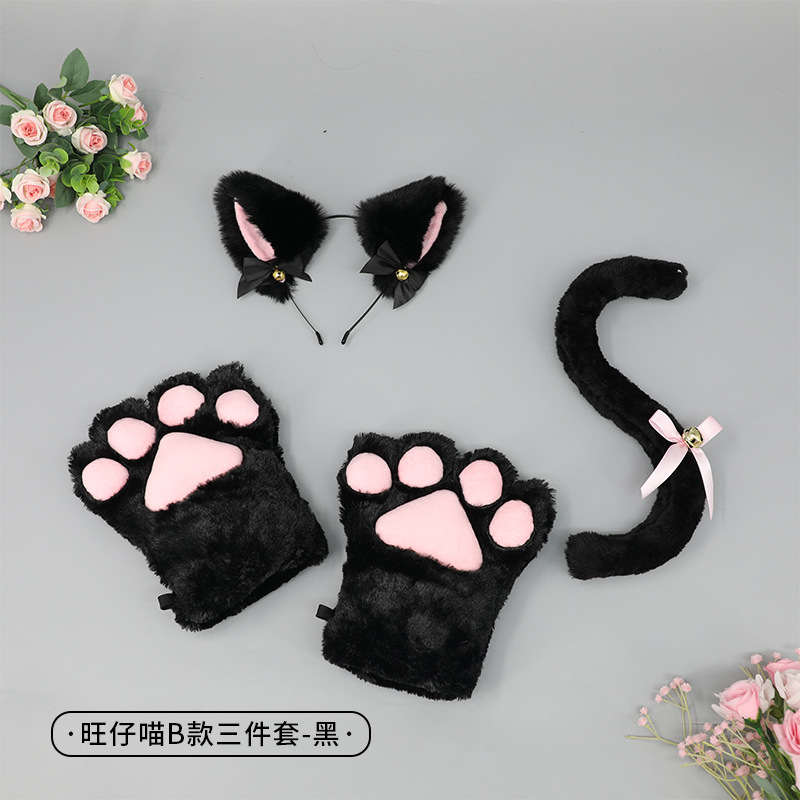 Entrega de una sola pieza lindo gato Cosplay accesorios orejas de gato diadema garra de gato guantes cola de gato accesorios traje
