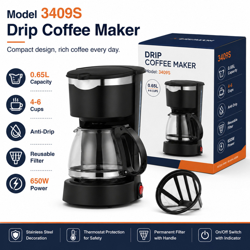 600ml Automatic Insulated Drip Coffee Maker American Milk Tea Maker Coffee Pot Travel Coffee Maker
