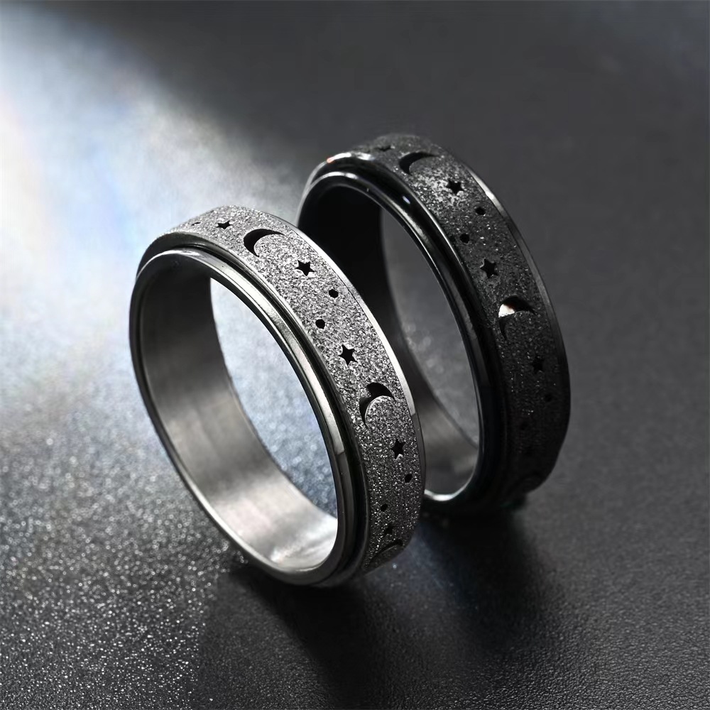 Stainless Steel Material Star, Moon Pattern Women'S Gender Simple Style Star Moon Stainless Steel Women's Rings