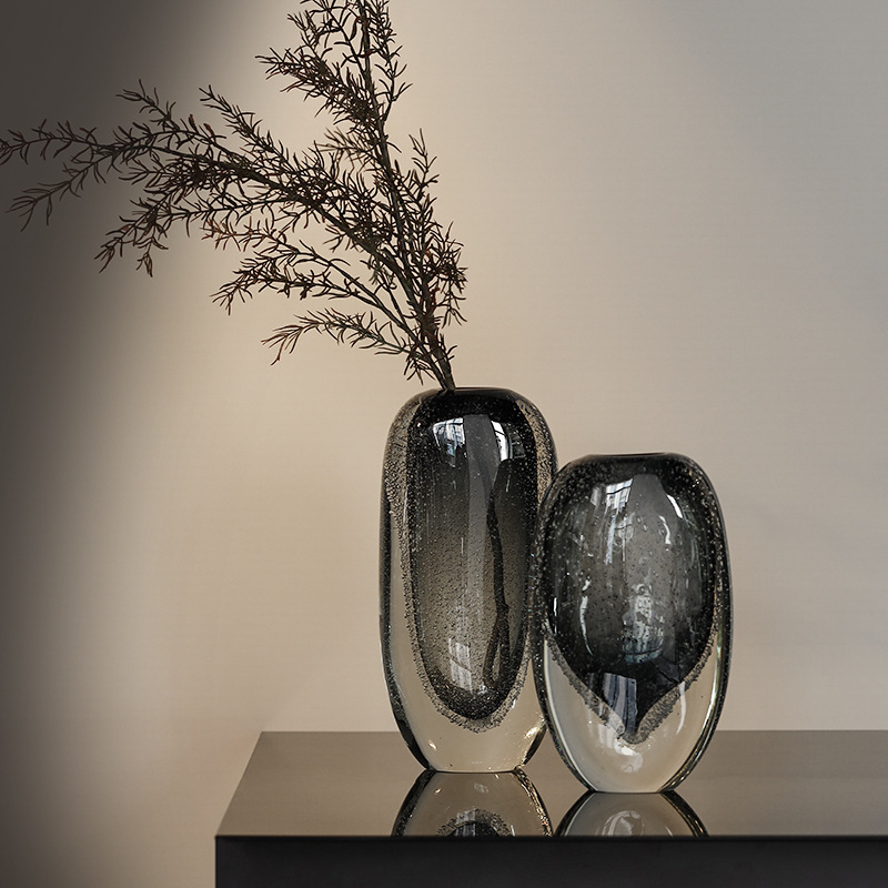 創意玻璃花瓶輕奢風插花器皿樣板間玄關家居客廳裝飾工藝品擺件