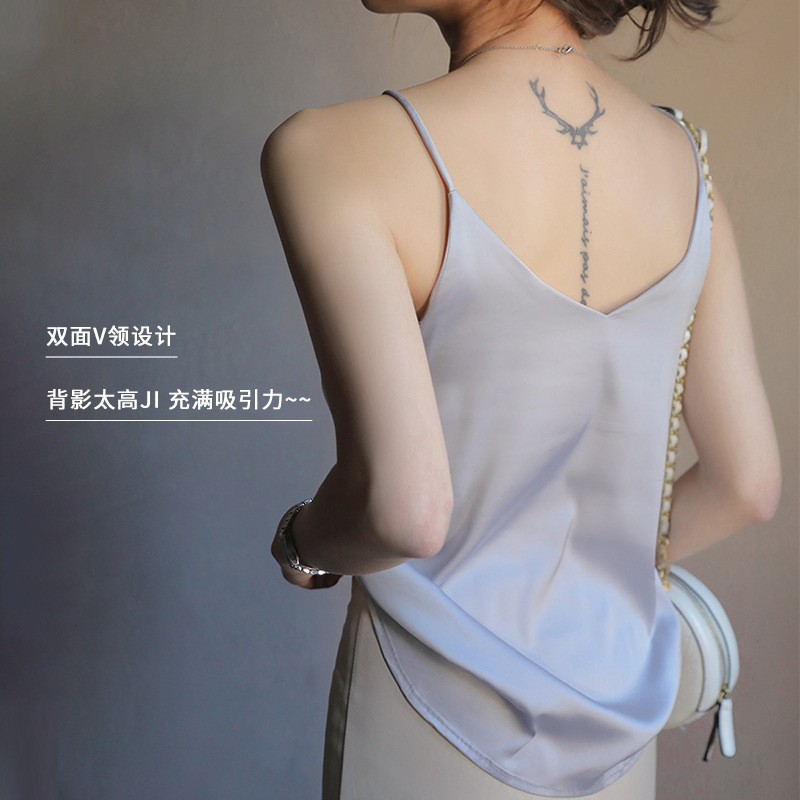 Q camisola de fondo cuidadosamente seleccionada, ropa interior de verano para mujer, top exterior holgado con diseño que cubre el vientre