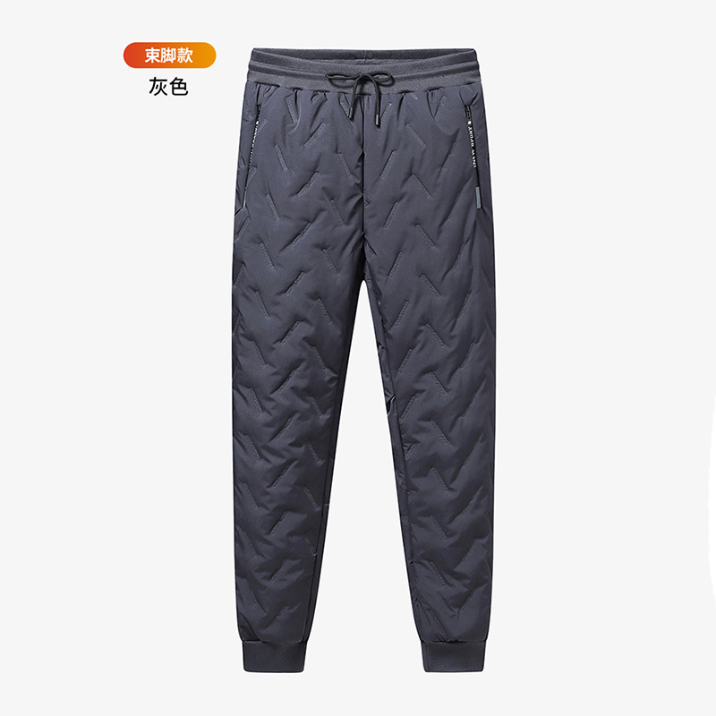 Pantalones de algodón de lana de cordero de invierno extra grande para hombre ropa exterior caliente suelta recta casual pantalones atados al tobillo
