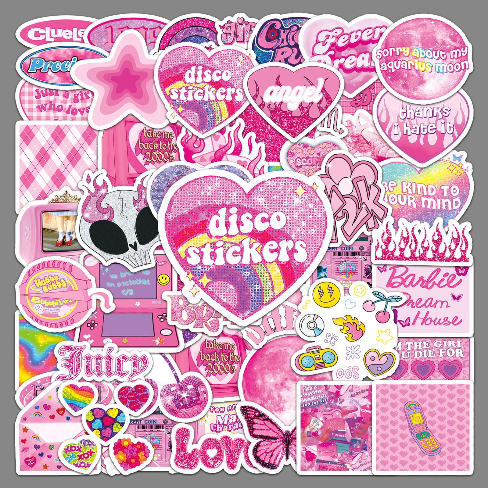 Y2K Retro Smartphone Sticker Decals - 100pcs Waterproof DIY Journaling Stickers for Phone Case & Planner Decoration