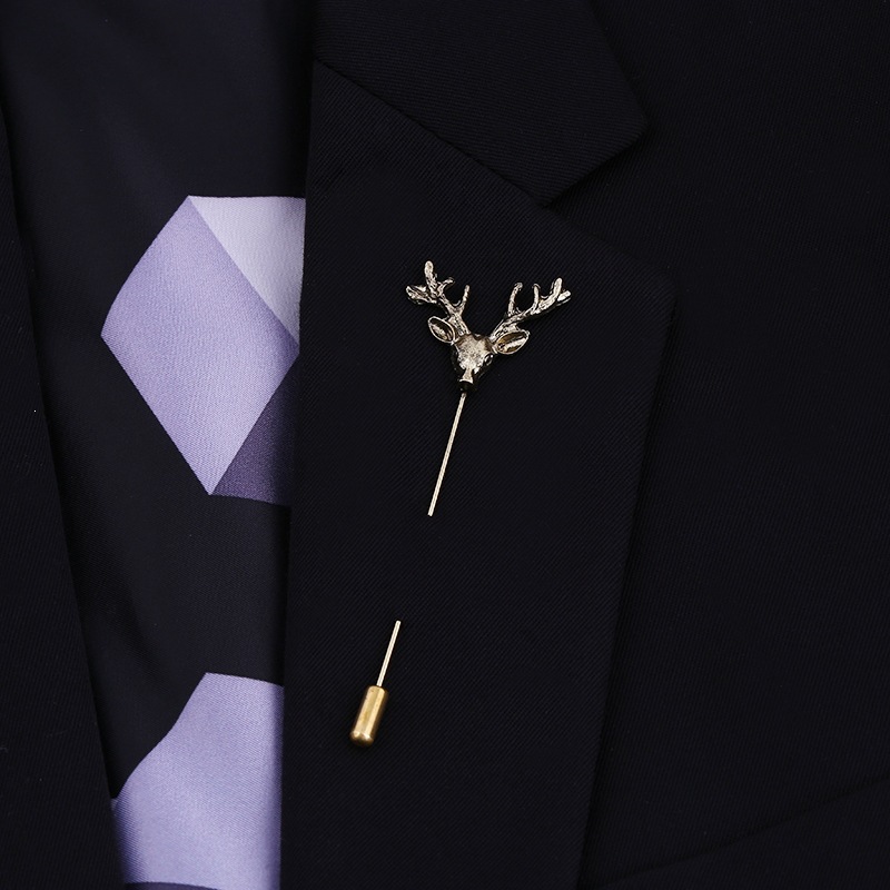Vintage hertshoofd broche voor heren retro reversspeld voor colbert_voghion.com
