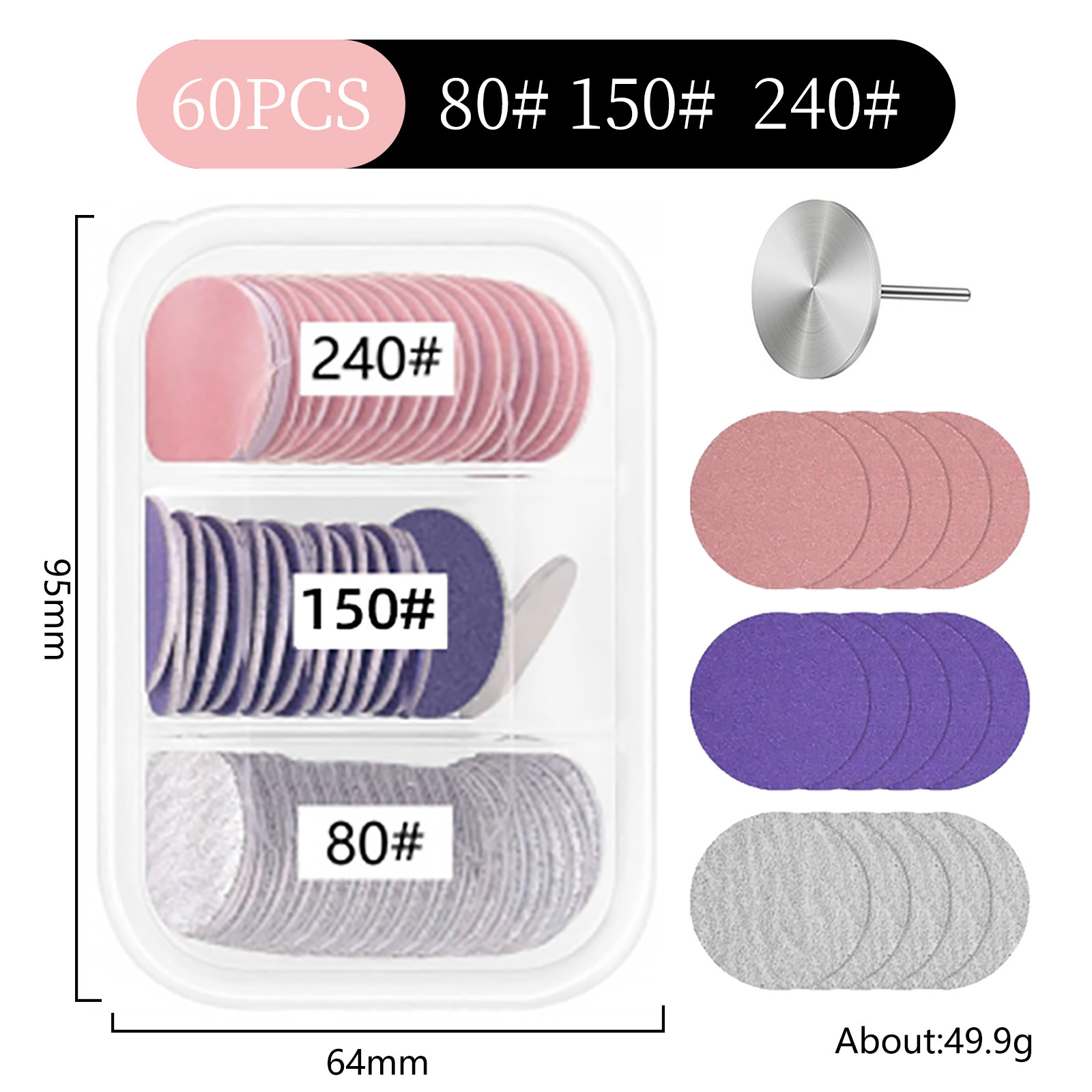 Tabletas exfoliadas para uñas Tabletas que contienen arena Eje pequeño caja de tres compartidos 60 piezas Piel exfoliante de callos duros Tabletas de lijado para pies image 12