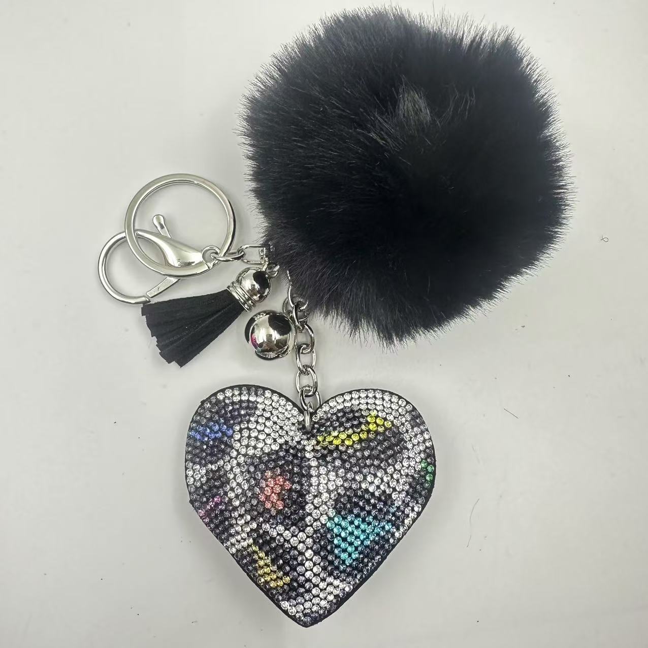 55g Weight Rhinestones Inlay Material Keychain Classification 1 Piece Quantity Daily Occasion Plush Material Heart Shape Pattern Unisex Gender Sweet, Korean Style Style Sweet Korean Style Heart Shape Plush Rhinestones Unisex Keychain 13