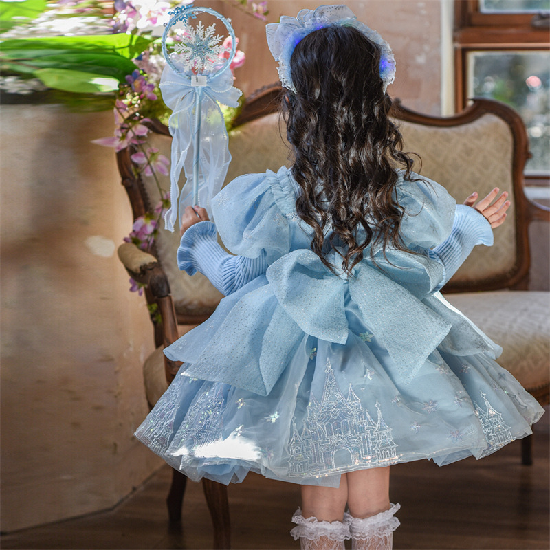 女童爱莎公主裙2025秋冬新款儿童艾莎连衣裙生日礼服蓬蓬裙子|undefined