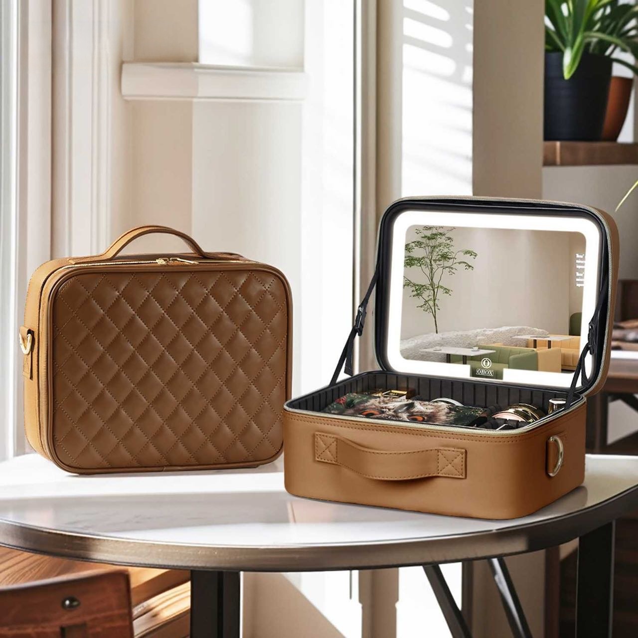 Caja de maquillaje de alto valor facial con lámpara LED, maquillaje profesional de gran capacidad, viaje de negocios, caja de almacenamiento de maquillaje portátil