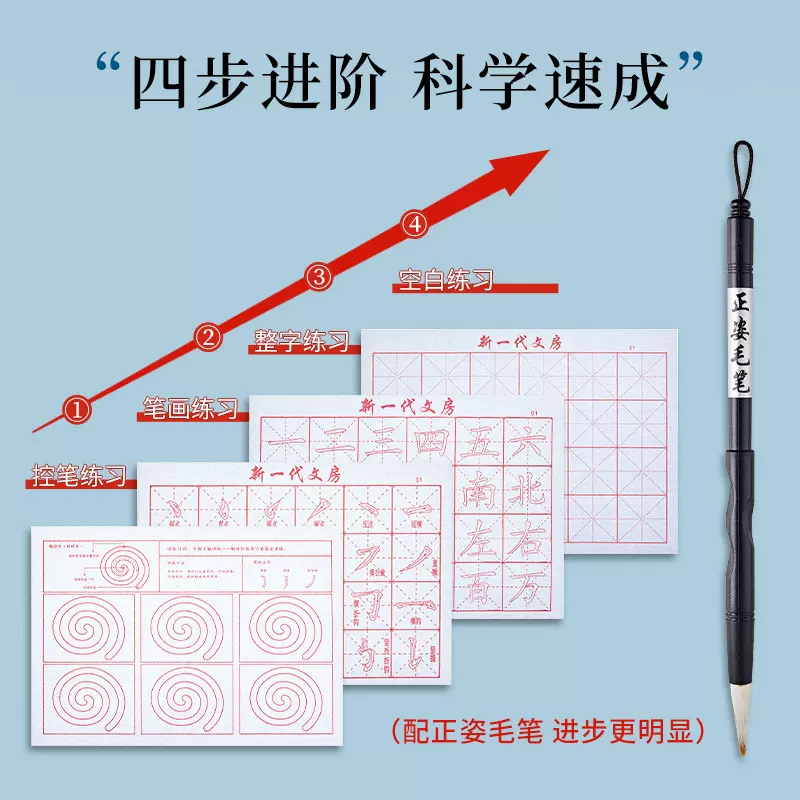 抖音套装学生练习基本笔画偏旁毛笔书法练习颜体书法水写布10件套