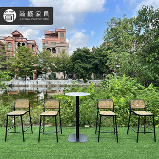 Outdoor Courtyard Furniture Villa Balcony Bar Chair Cafe Milk Tea Shop High Stand Chair Outdoor Bar Dining Table and Chairs