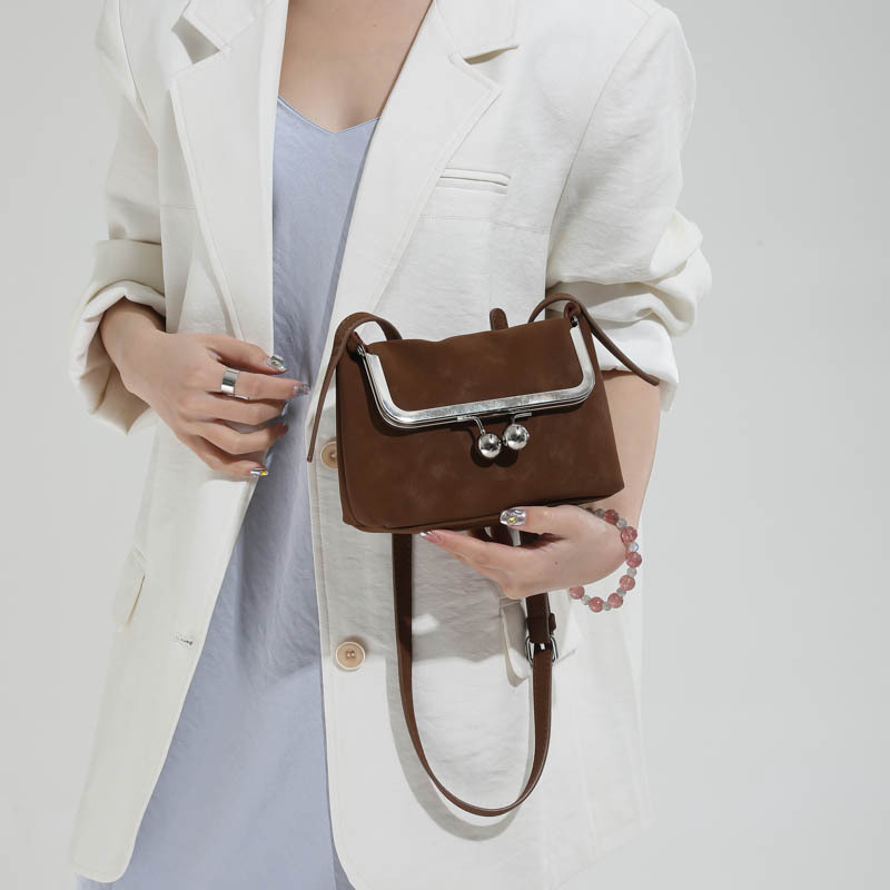 Vintage Women's Shoulder Bag Lychee Pattern Solid Colour Trendy_voghion.com