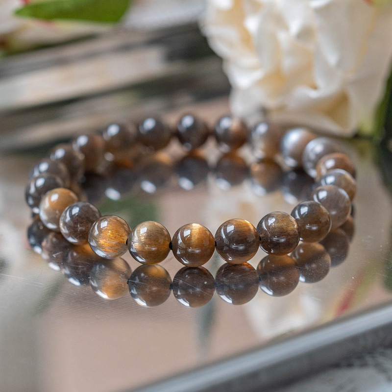 Natural Crystal 7A Black Backbone Bracelet Female Super Seven Black Sun Bracelet for Girlfriend Black Yellow Moonlight Single Ring Bracelet