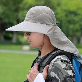 大沿脖子遮脸太阳帽防晒帽子帽遮阳帽爸爸男夏款跨境老人中老年人