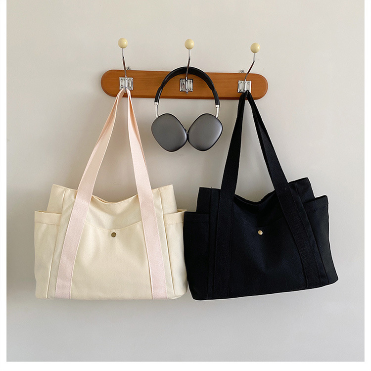 Women's Medium Canvas Solid Color Basic Classic Style Square Zipper Tote Bag display picture 2