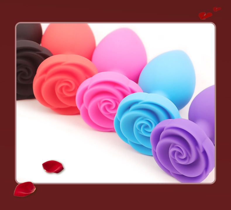 Rose-Shaped Silicone Anal Plug with Prostate Massage Design, Manual Control, Storage Pouch Included — detail image 10