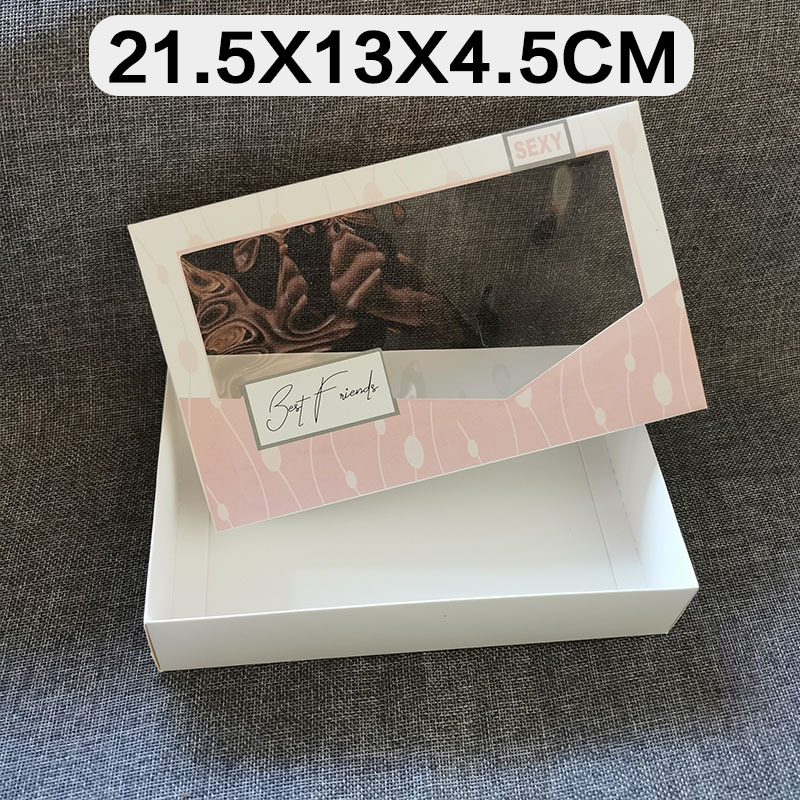 现货PVC透明开天窗包装盒4-5条装女士内裤纸盒礼品纸盒子可定logo