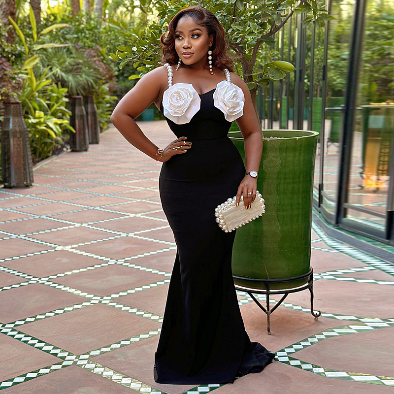 Wholesale Women's Sexy Flower Daily Date Bar Strap Sleeveless Sheath dress neck display picture 6