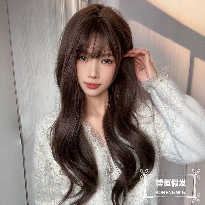 Wig Female Daily Lolita Popular Artificial Hair Elegant Long Curly Hair Natural Air Bangs Sweet Whole Fluffy