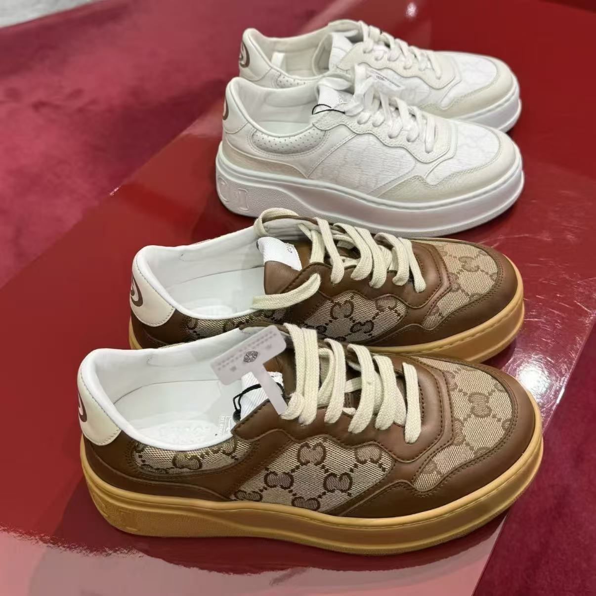 Putian shoes G-brand biscuit shoes for women, Gucci double-G embroidered retro vintage thick-soled height-increasing sneakers, sports casual shoes for men