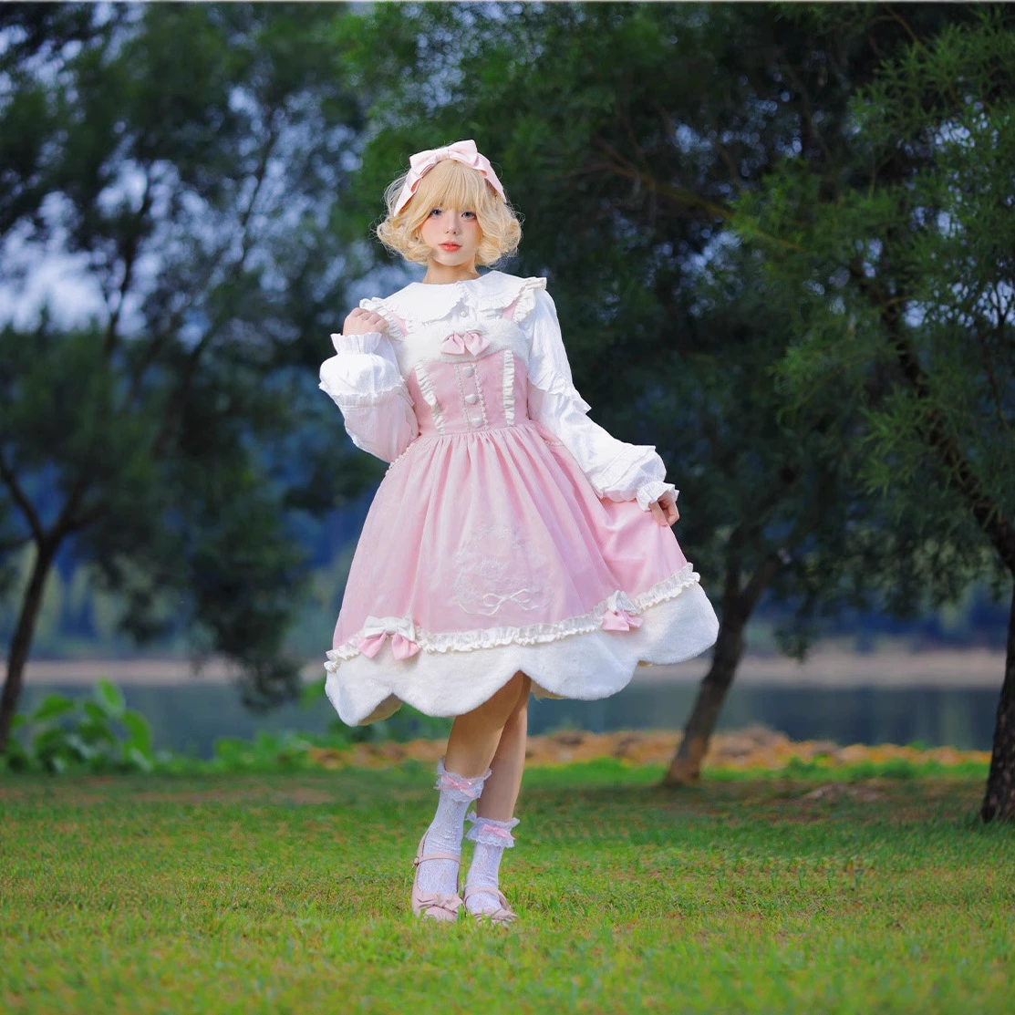 Парчовый сад Лолита Оригинал 【Кольцо оленя Акиуно】 JSK вышивка вельветовое осенне-зимнее платье Новый год Рождество