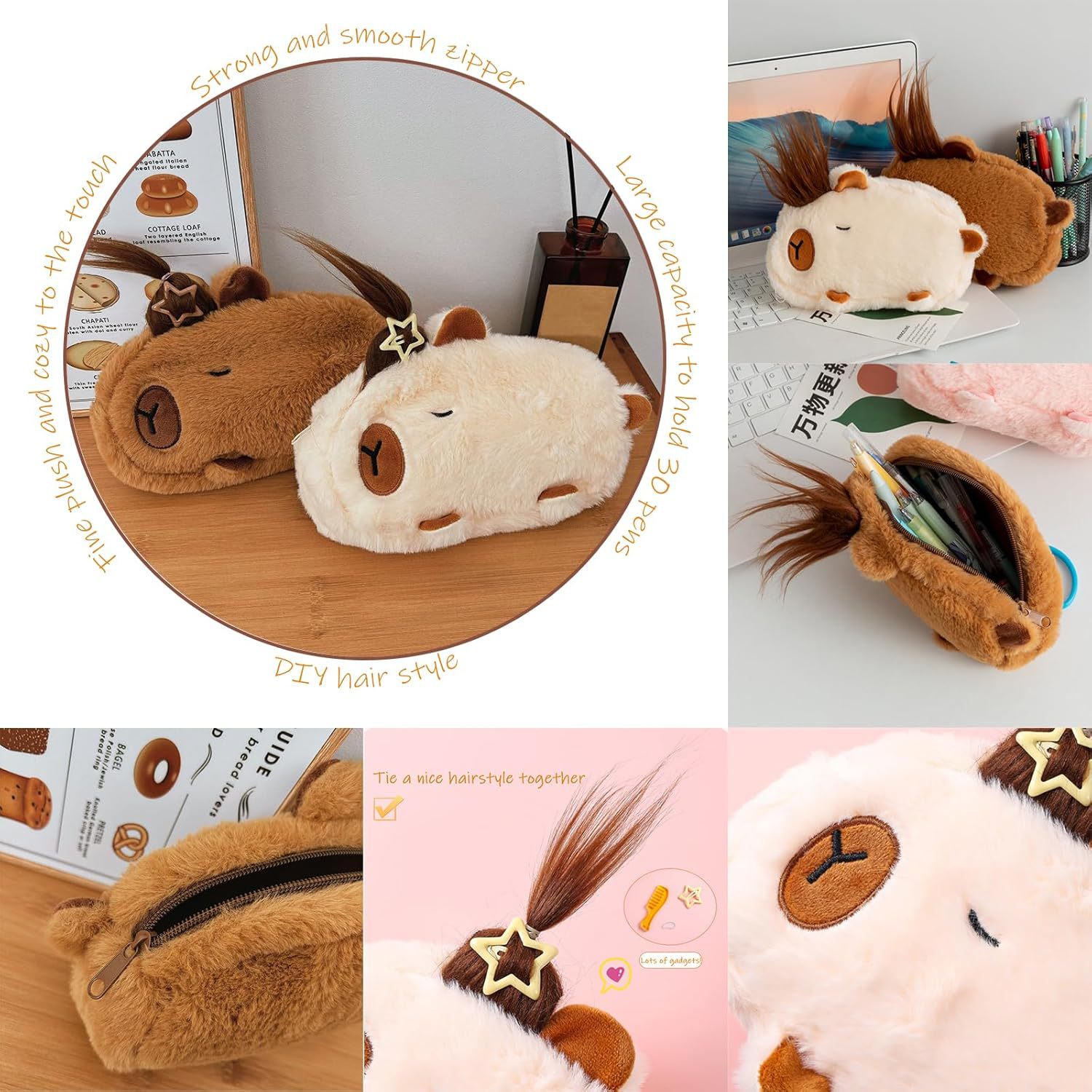 (Cross-border trading), plush pencil case, stationery, capacious school cute set 3