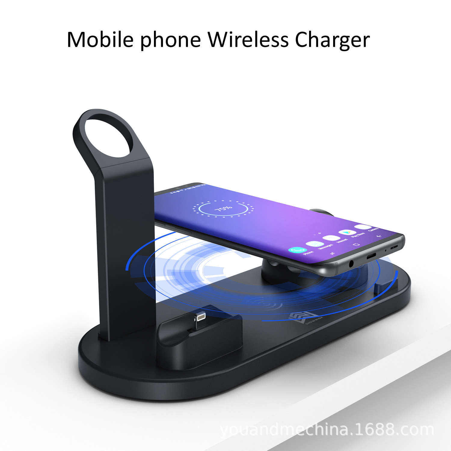 Soporte de carga de escritorio vertical del teléfono Móvil 15W del cargador inalámbrico multifuncional universal directo de la fábrica seis-adentro-uno con el USB