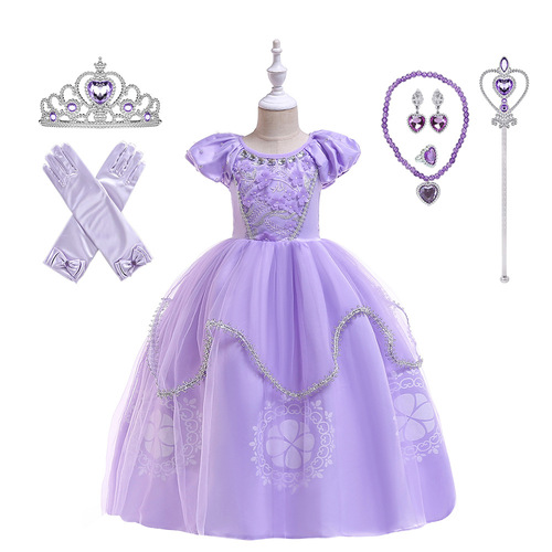 Wish supply: European and American-style Sofia the First princess dress for cosplay, role-playing, kids' performances, and dance costumes