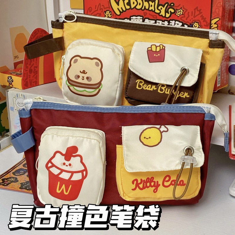 复古笔袋ins高颜值设计感文具袋小众学生大容量铅笔袋化妆收纳包|undefined