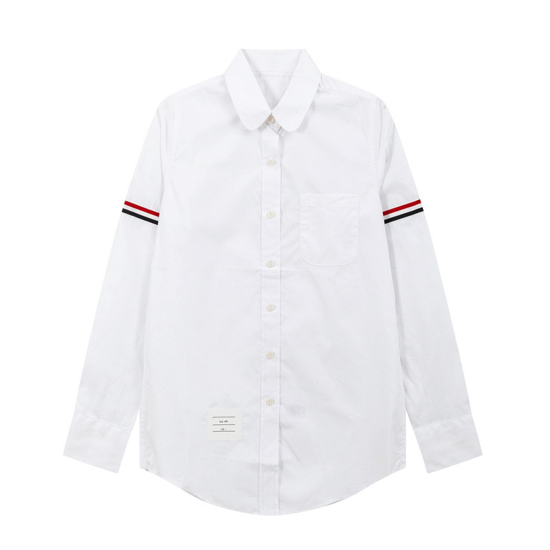 New TB JL Poplin Cotton Long-sleeved Solid Color Butterfly Collar Double-sleeved Ribbon Casual Spring and Autumn Women's Shirt