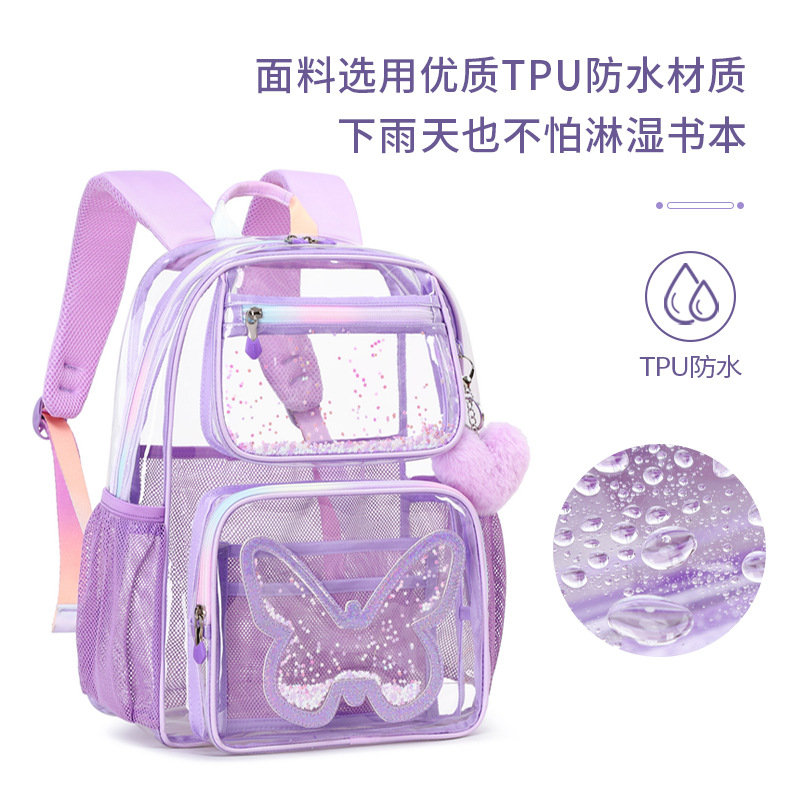 Mochila transparente para niñas de secundaria, mochila ligera de gran capacidad, mochila sencilla multifuncional, impermeable y ultraligera