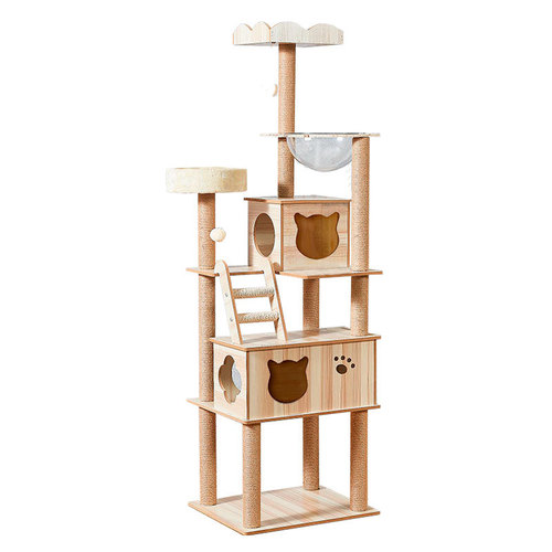Cat tree luxury wooden cat bed wholesale pet bed cat room Zhengding factory cat scratcher cat house cat paradise dropshipping