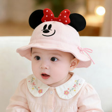 婴幼儿渔夫帽春夏薄款女宝遮阳防晒帽蕾丝花边公主太阳帽小月龄潮