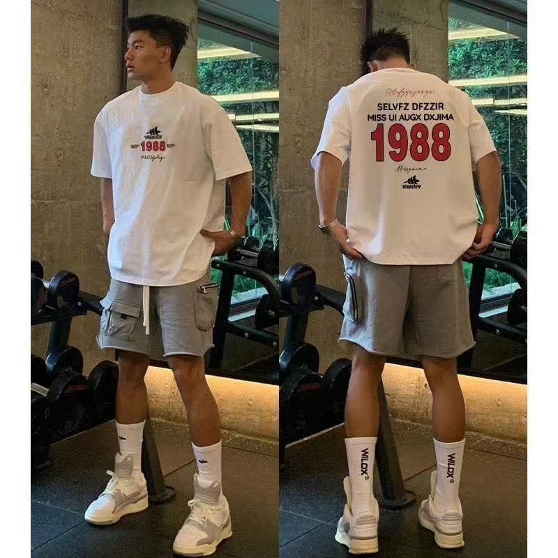 American Street Letter Print T-Shirt for Men, Summer 2025 New Model, 100% Pure Cotton, High-Quality Short-Sleeve T-Shirt for Fitness American Street Letter Print T-Shirt for Men, Summer 2025 New Model, 100% Pure Cotton, High-Quality Short-Sleeve T-Shirt for Fitness