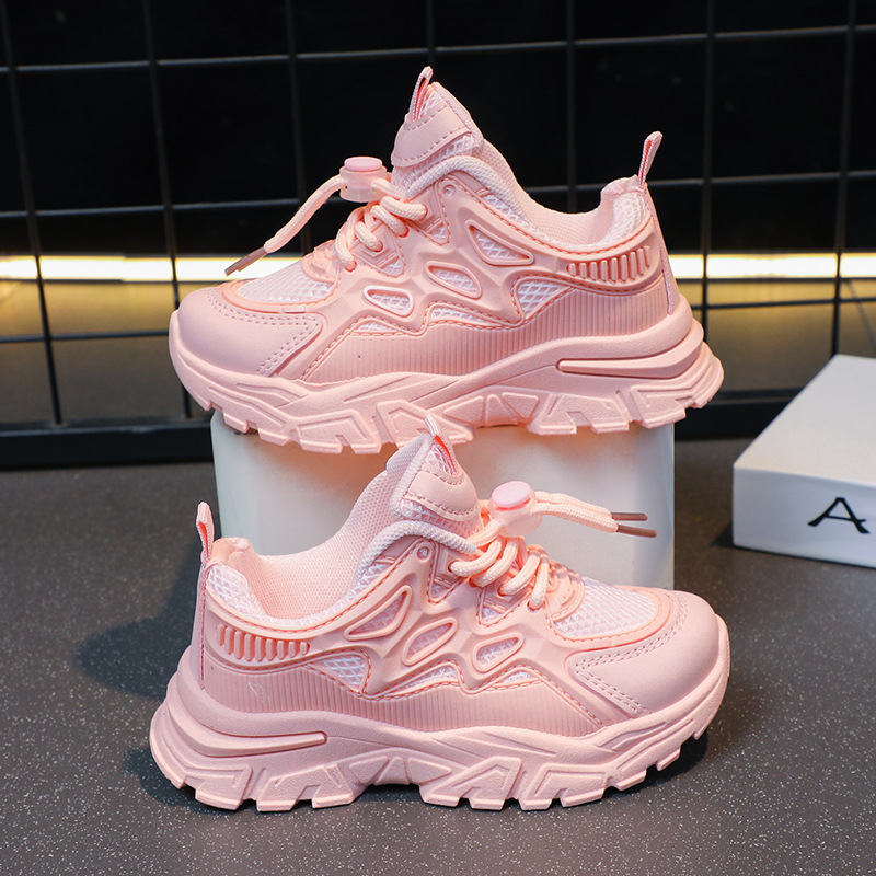 Zapatos deportivos para niñas, zapatos de moda para niños, zapatos casuales de primavera y otoño 2024 nuevos zapatos blancos para niños, zapatos transpirables de malla para padres