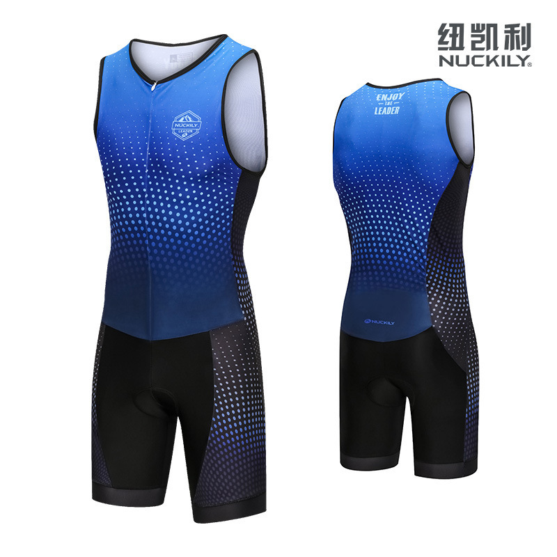 NUCKILY triathlon sleeveless racing suit cycling suit running swimming suit sleeveless jumpsuit men