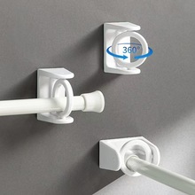 免打孔360度旋转挂环帘杆斜角伸缩杆固定托厨房挂杆门帘窗户旋转