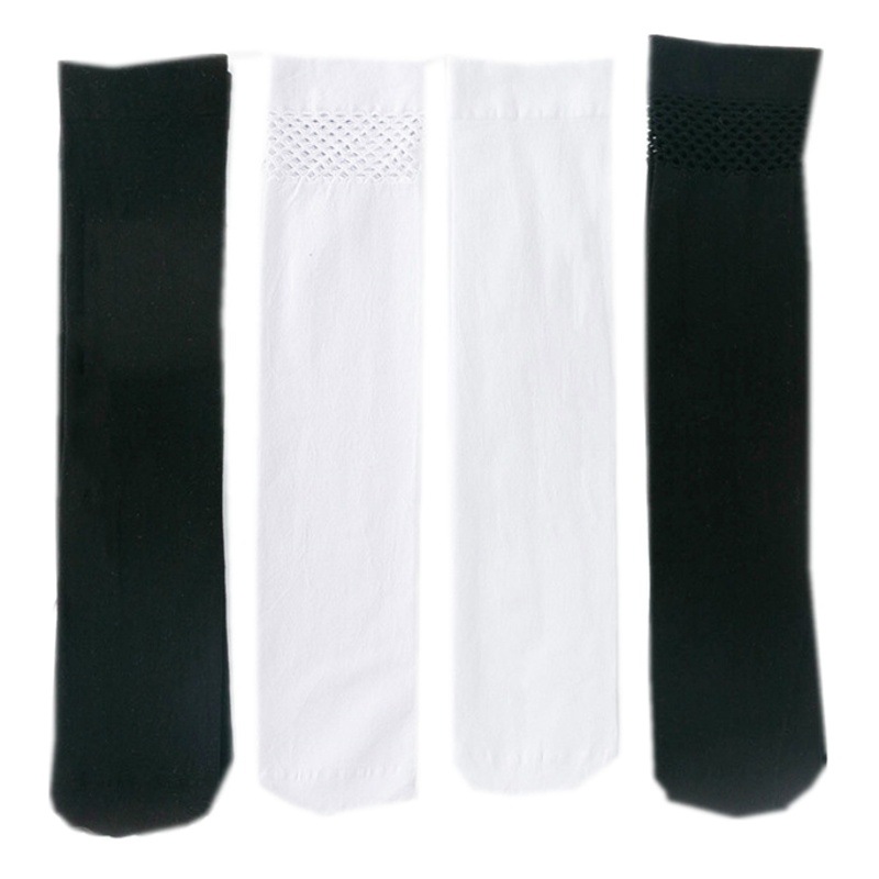 Calcetines ajustados de mujer color sólido costura de malla en blanco y negro primavera y verano calcetines altos delgados calcetines de princesa de terciopelo image 1