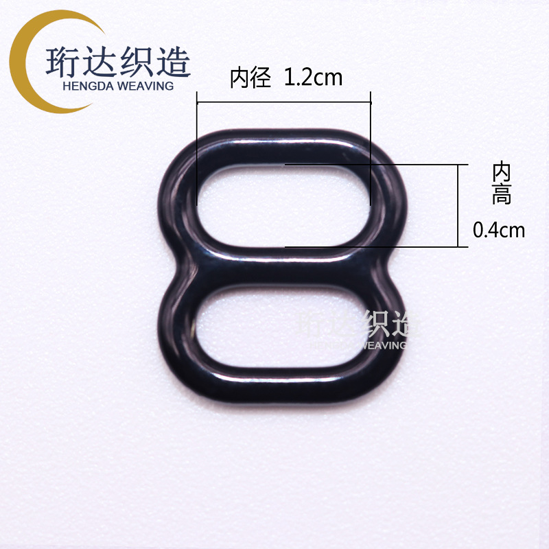 8 hebillas de Goma de embalaje interior 1.2cm (negro) / grano - agujero ancho