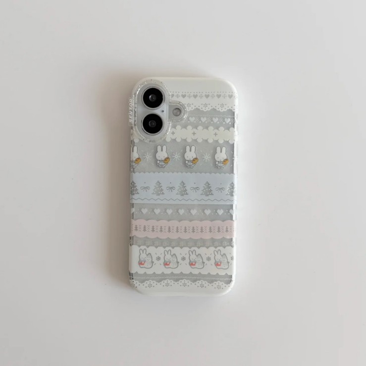 韩系卡通雪花毛衣米菲兔适用iphone17promax苹果16手机壳15新款14